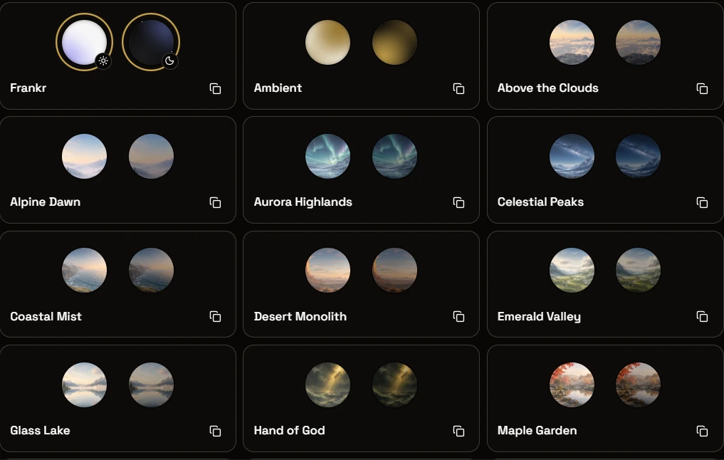 Grid of Frankr themes